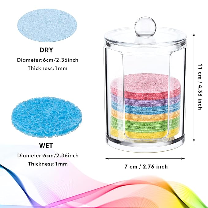 Geiserailie 50 Pcs Compressed Facial Sponges Facial Makeup Natural Cosmetic Spa Sponges for Women Cleansing, Exfoliating Mask, Makeup Removal, Dead Skin, and Dirt, Travel Accessories(Multi-Color)