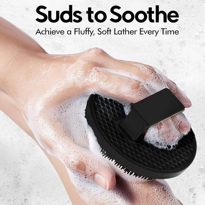 Silicone Body Scrubber - Loop Fin Bristles Loofah for Gentle Exfoliating & Lathering with Body Scrub & Wash, Durable & Hygienic, Deep Cleansing Exfoliator for All Skin Types - Shower Essential