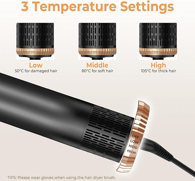 6 in ONE Hair Dryer Brush, Blow Dryer Curling Wand Hair Styling Tools Set, Ionic Hot Air Massage Oval Blowout Hair Dryer, Left&Right Hair Styler 100-120V