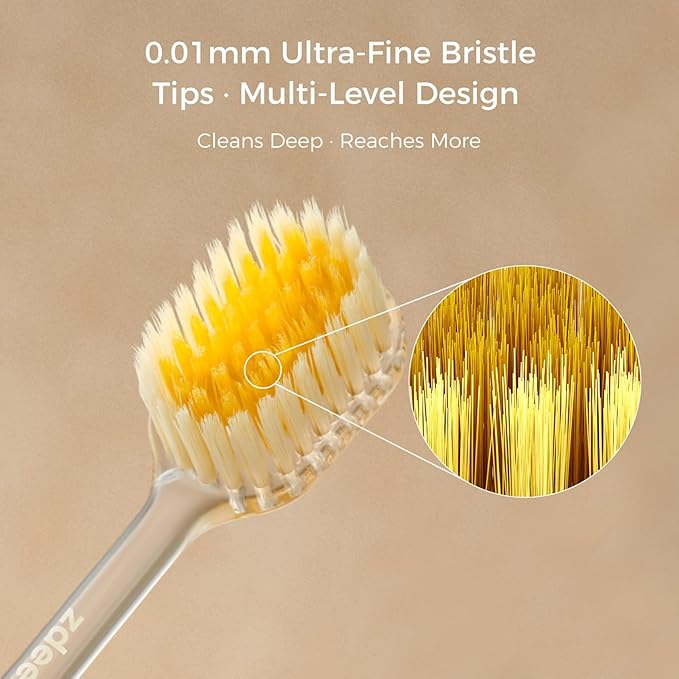 Ultra Soft Manual Toothbrushes for Adults Sensitive Gums– Eco-Friendly Aluminum Alloy+ABS Handle with 3 Replaceable Gum Care Heads, Gentle Wide Bristles for Sensitive Teeth & Gums