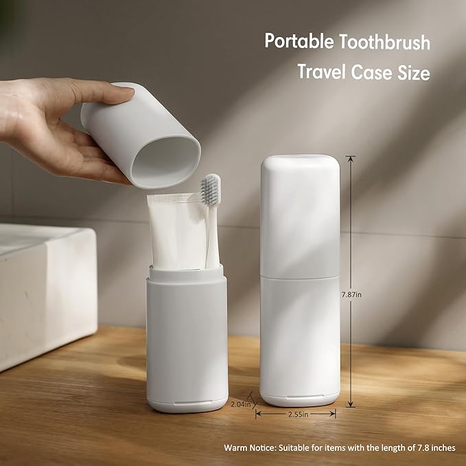 BALUCA Travel Toothbrush Case, Portable Tooth Brush Holder and Toothpaste Cover Container with Mouthwash Cup, Compact Oral Clean Tools Organizer for Traveling/Camping/School/Home - Large Capacity