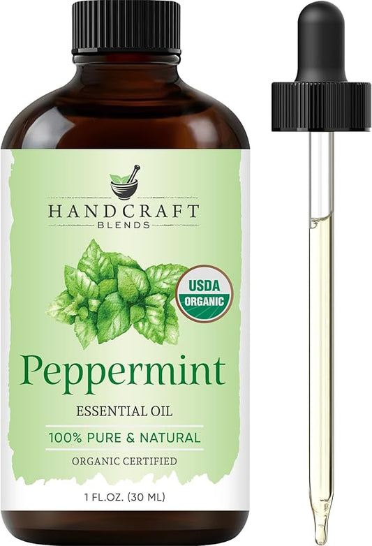 Handcraft Blends Organic Peppermint Essential Oil – 1 Fl Oz – 100% Pure and Natural – Premium Grade Essential Oil for Diffuser and Aromatherapy