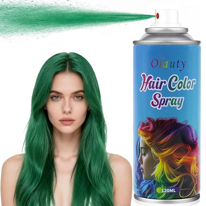 Green Hair Dye, Hair Color Spray for Women and Kids, Washable Green Hair Spray, One-Time Use, Non-Sticky Root Touch Up, Natural Hair Color Wax for Party, Cosplay, Halloween, Christmas (green)