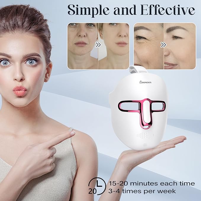 Red Light Therapy for Face, Led Face Mask Light Therapy, Anti-Aging Infrared Therapy for Wrinkles, Fine Lines, 7-1 Colors LED Facial Skin Care Mask