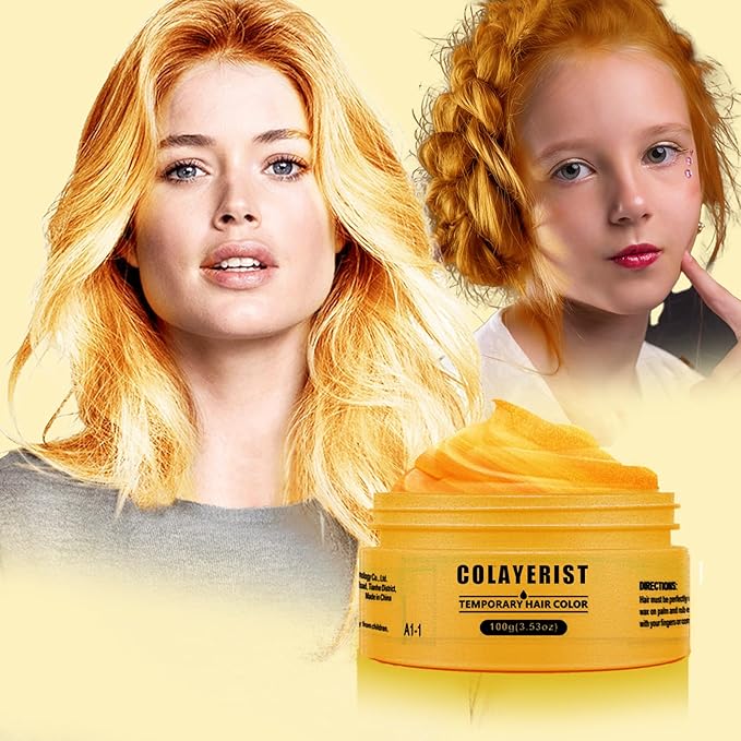 Blonde Hair Color Wax, Temporary Washable Hair Color Dye for Kids, Temporary Dye Wax Natural Hairstyle Cream Hair Pomades for Women & Men Party Cosplay Halloween