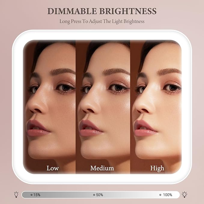 Travel Makeup Bag with LED Lighted Mirror, Cosmetic Makeup Organizer Bag with 3 Color Setting, Makeup Train Case with Adjustable Dividers for Women Makeup Brushes Jewelry Accessories (Black)