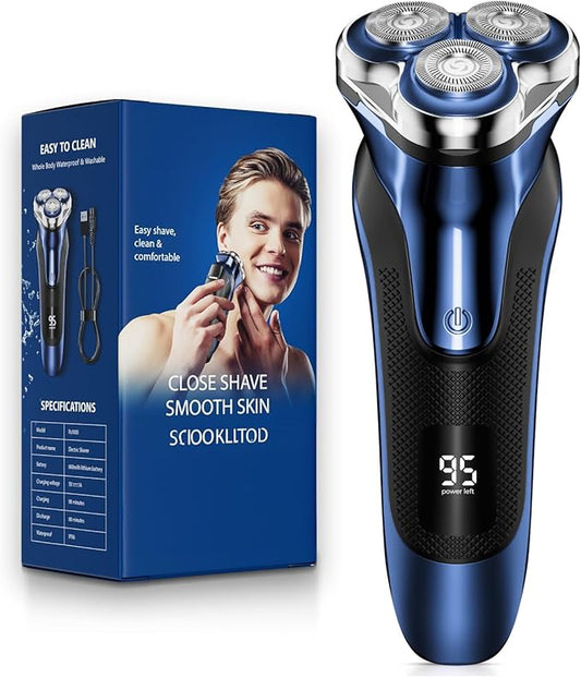 Rechargeable Electric Razor for Men: IPX6 Waterproof Shaver - 1.5H Fast Charge, 4D Flex Precision Blades with Pop-Up Trimmer - Gentle on Sensitive Skin, Perfect for Travel