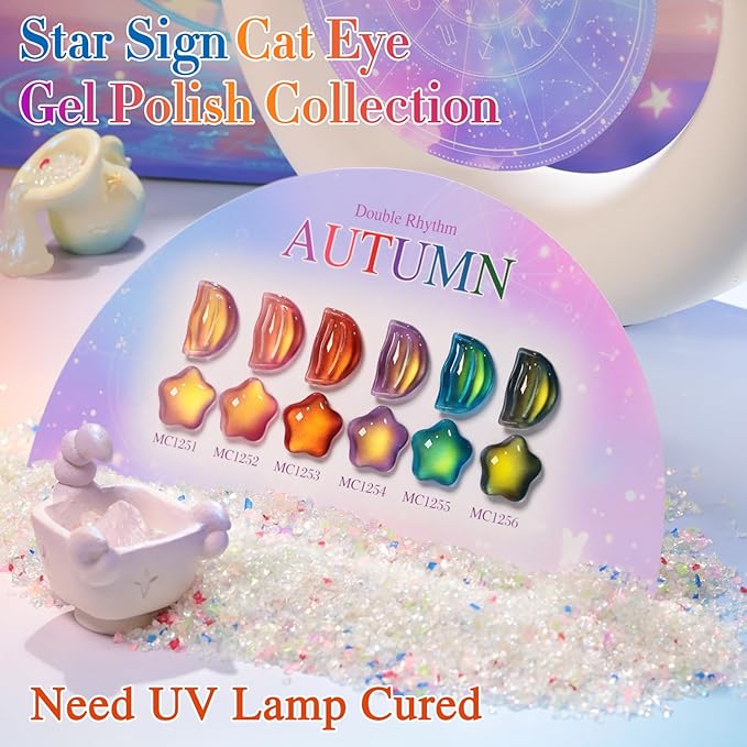 Double Rhythm 0.5 OZ Cat Eye Gel Polish with Magnet 15ML Holographic Glitter Shimmer Translucent Jelly Color Magnetic Nail Polish Salon DIY at Home (Sunny Blood Red-MC1253)