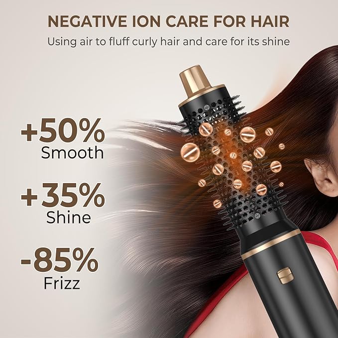 5 in 1 Hair Dryer Brush Set, Air Curler Wrap Hair Styler Blow Dryer Brush with 3 Temps, Upgrade Negative Ion Hot Air Brush Curling Brush Iron, Hair Styling Tools for Dry Curl Straighten