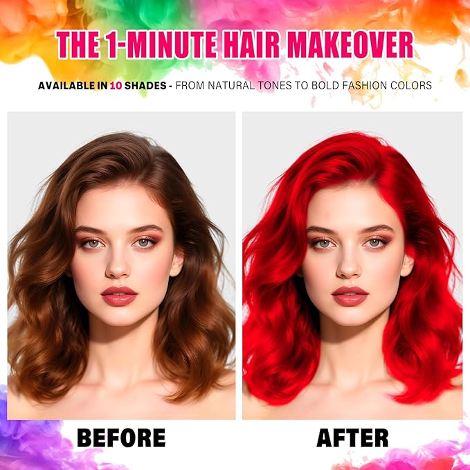 Acomler Red Hair Spray Temporary Hair Color Spray for Kids Women Men, One-Day Use Hair Color Wax, Natural Washable Temporary Hair Dye for Cosplay,Christmas Party, Halloween,Crazy Hair Day(Red, 4.06oz)