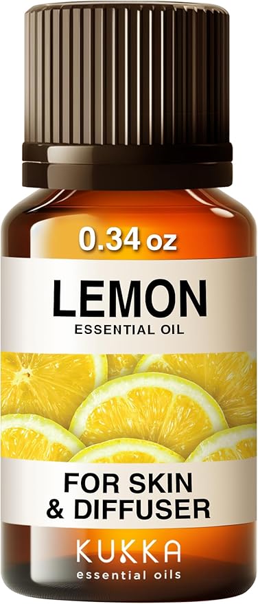 KUKKA Lemon Essential Oils - 0.34 Fl Oz - for Hair, Skin, Diffuser, Aromatherapy & DIY Soap Making Scent
