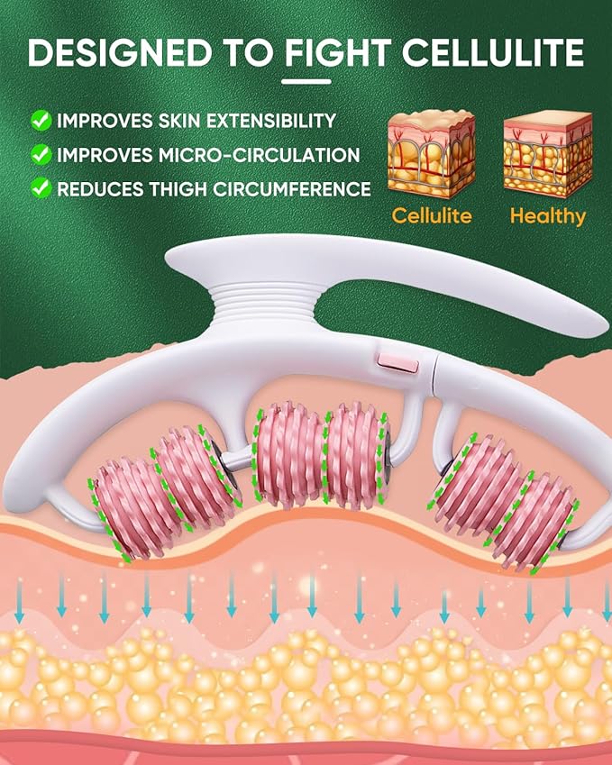 ONUEMP Cellulite Massager Roller, Cellulite Remover Muscle Roller, Fascia Massage Tool for Thigh, Leg - Anti-Celulitis, Lymphatic Drainage, Body Sculpting, Deep Tissue Pain Relief