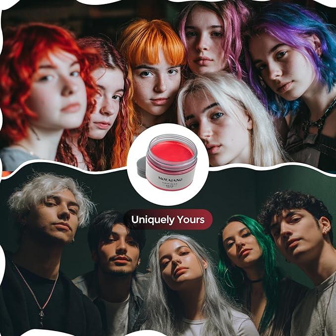 Red Temporary Hair Color Wax - SOVONCARE Washable Hair Dye for Men & Women, All-Day Hold Disposable Hair Styling Clays for Party, Cosplay & Daily 4.23 oz