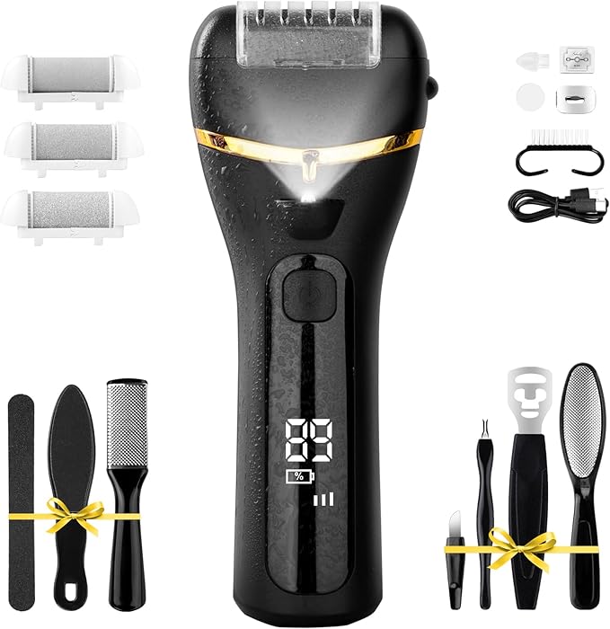Electric Foot Callus Remover with 10000 RPM Motor and 3-Speed Settings, Foot Scraper Kit for Women’s Home Pedicure Foot File with Type-C Charging