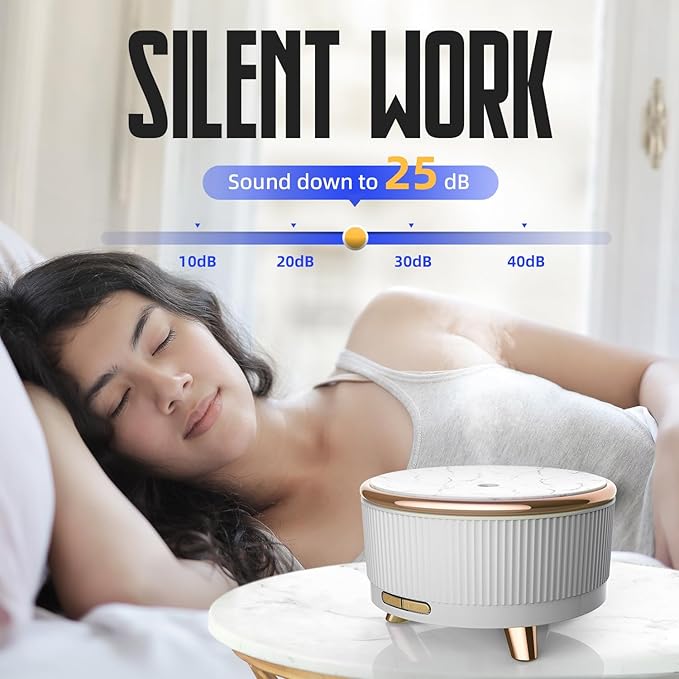 500ML Large Capacity Essential Oil Diffuser, Ultrasonic Aromatherapy Diffuser with 7 Color LED Lights with Remote Control, Cool Mist Humidifier, Timed Mist, Auto Shut-Off (White)