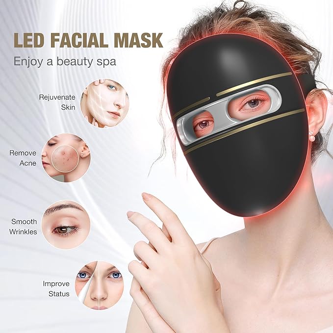 Pro-Grade FSA LED Light Therapy Facial Mask- HSA Salon Treatment for Acne, Wrinkles & Redness at Home