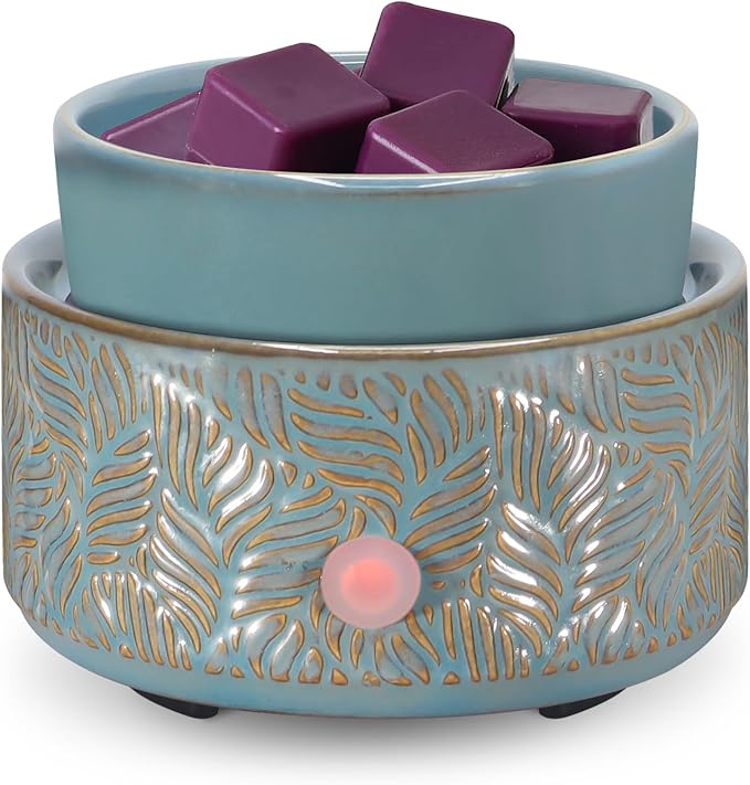 Electric Wax Melt Warmer 4-in-1 Candle Warmer for Scented Wax Melter Cute Ceramic Fragrance Wax Burner for Home Office Bedroom Deco Gift for Women Blue