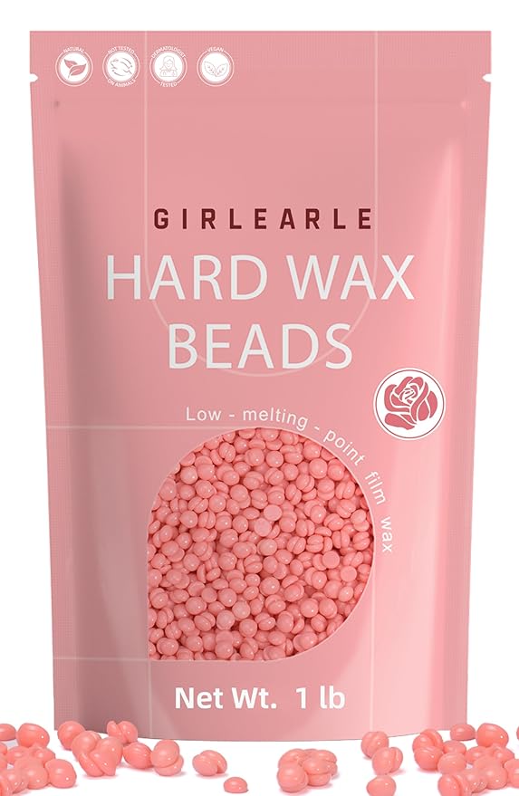 Hard Wax Beads, 1lb Wax Beans for Hair Removal Sensitive Skin with Rose Formula, Perfect for Full Body, Facial, Brazilian Bikini, and Legs at Home Wax Refill for Women Men (pink)