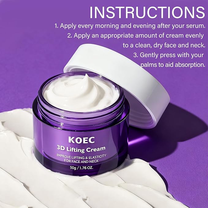 3D Effect Facial Cream 1.7 fl oz, Probiotic & Peptide Night Moisturizer for Face and Neck, Helps Improve the Look of Firmness and Fine Lines (1)