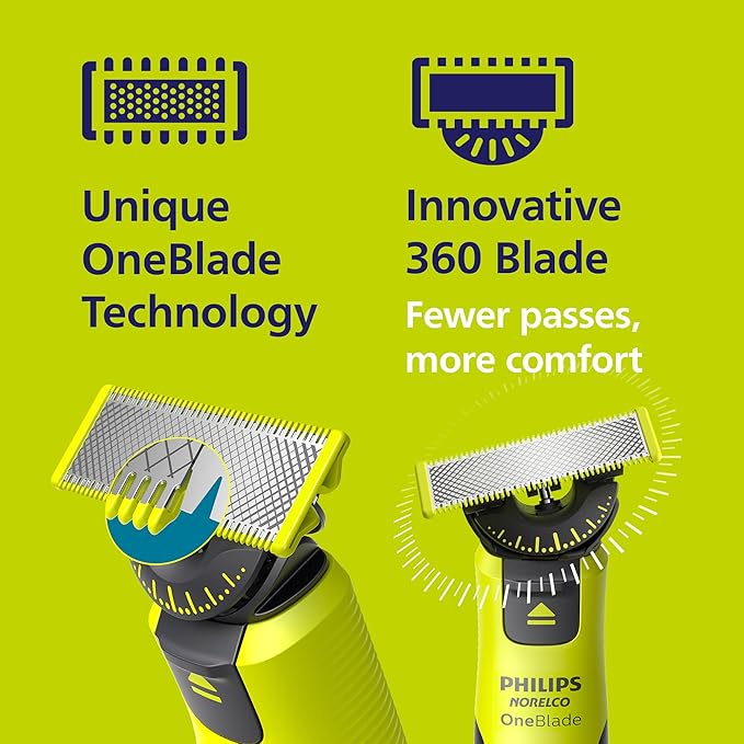 Philips Norelco OneBlade 360 with Connectivity Hybrid Face + Body, Electric Beard Trimmer, Shaver and Body Groomer with 360 Blade Tech, 2x360 Blade, 5-in-1 Comb, Body Kit, Travel Case, Model QP4631/90