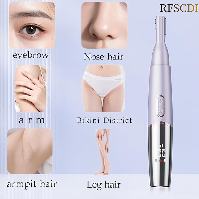 5-in-1 Rechargeable Nose & Ear Hair Trimmer - IPX7 Waterproof Dual Edge Grooming Kit for Men & Women, Perfect for Hair Removal of Nose, Eyebrows, Beard, Bikini, and Facial Hair (Purple)