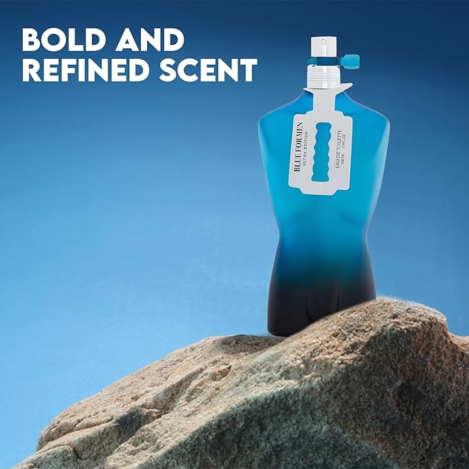 3Pack Men Cologne Blue for Men Series Eau De Parfume Spray with Woody Floral & Fruity Scent Perfume Gift Set Day to Night Luxury Fragrances