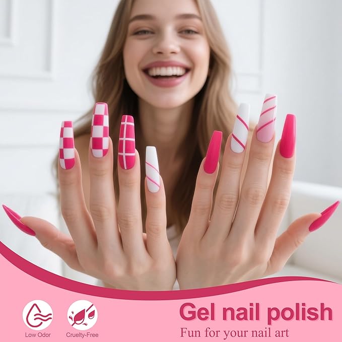 Artdone Gel Nail Polish Set Solid UV Gel 16 Bottles Set Include Top & Matte Top Coat and Base Coat White Pink Yellow Blue Red Colors For All Seasons Neutral Soak Off Manicure Kit For Nail Art