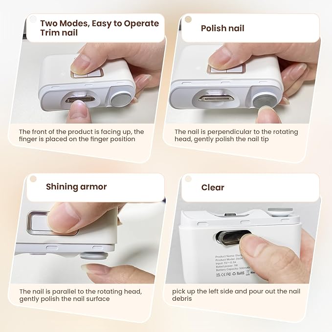 Electric Nail Clipper,Automatic Nail Clipper,Rechargeable 2 Speed Nail Clippers Set,45DB NailKit,LED Light Electric Nail Clippers for Baby,Kids,Adults,Seniors,2 in 1Design Manicure Set Portable White