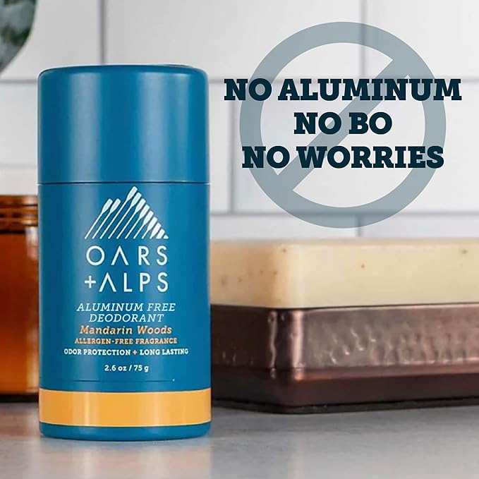 Oars + Alps Deodorant for Men & Women, Aluminum Free Deodorant for Men, Dermatologist Tested, Clean Ingredients, Vegan, Long Lasting, Mandarin Woods, 1pk, 2.6oz