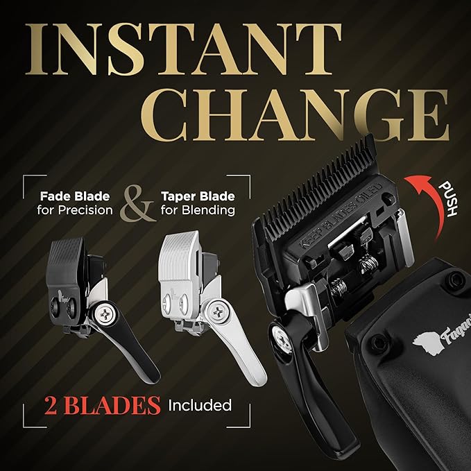 Fagaci Professional Hair Clippers for Men with Superior Precision, 5X Longer Sharpness Professional Barber Clippers Cordless with 2 Blades Fade & Taper, Brushless Motor Mens Hair Clipper Cordless Set