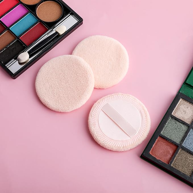 12PCS Makeup Powder Puffs Pink Cotton Powder Puffs Round Powder Puff for Makeup Face Powder Velour Puffs for Loose Powder Washable (pink+skincolor-12pcs)