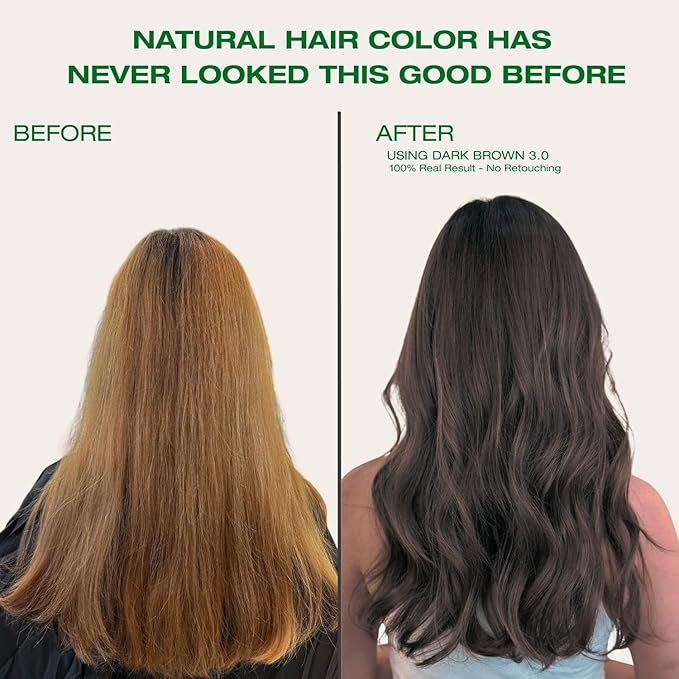 Naturigin Permanent Hair Color, 3.0 Dark Brown, Ammonia Free, 100% Gray Coverage, Nourishing Natural Formula, For All Hair Types, Long-Lasting, Vegan & Cruelty-Free, 1 Pack