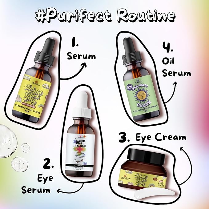 Natural Facial Serum - Anti Aging Moisturize Sensitive Skin - 30ml 1 fl oz - Tee Tree Vitamin C Shea Butter Hyaluronic Acid Multivitamin #Purifect (Niacinamide Eye Serum)