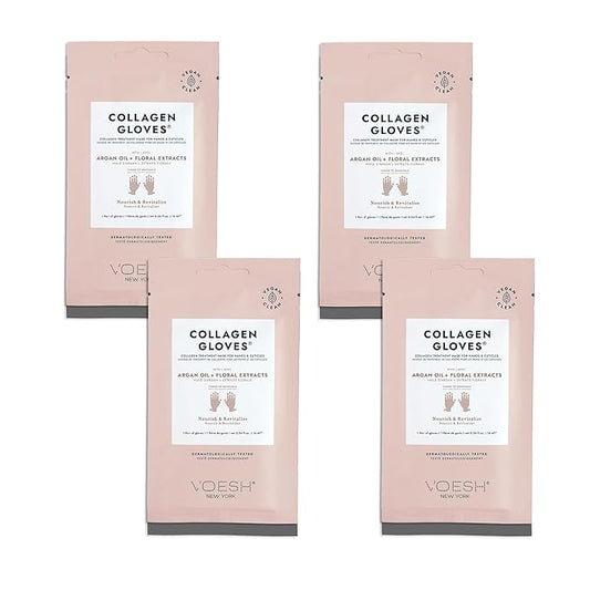 VOESH Collagen Gloves, Vegan Hand Masks, 4 Pack, Moisturizing Hand Mask, Lotion Gloves, Hydrating Gloves, Hand Care, Spa Manicure Gloves, Dry Hand Treatment