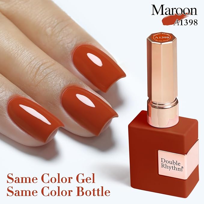 Double Rhythm Gel Polish 15ML Pure Sheer Same Color Same Bottle Soak Off Gel Polish Nail Art Manicure Salon DIY at Home for Women (Red-A1398)