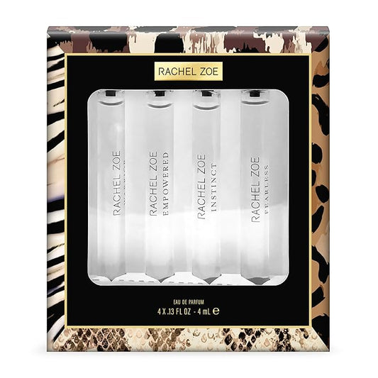 RACHEL ZOE Perfume Gift Set - Travel Size Perfume, Eau de Parfum for Women - Collection of Four Unique Fragrances - Ideal Gift Set for Women - 4 pc