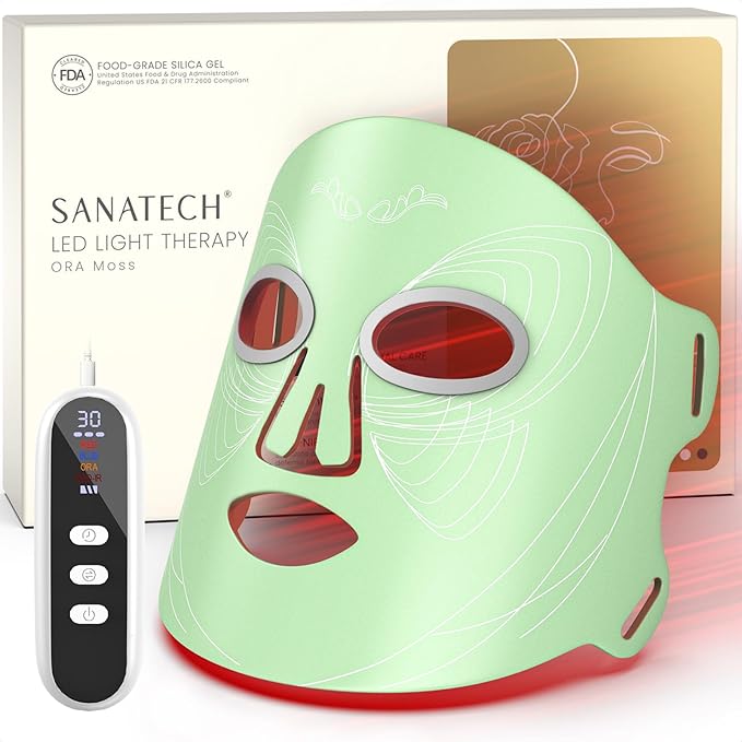 LED Light Therapy Mask for Face, 4 Modes LED Face Mask Light Therapy with 850nm Near-Infrared, 400 LEDs, Rechargeable, Portable Anti-Aging Device (Sage Green)