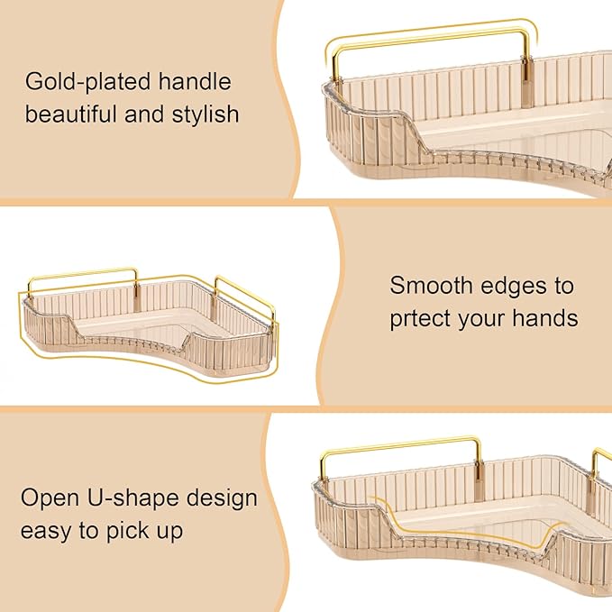 GTI 2 Tier Makeup Organizer, Large Capacity Bathroom Counter Organizer, Perfume Cosmetics Skincare Vanity Organizers, Dresser Countertop Organizer and Storage for Women (Amber)