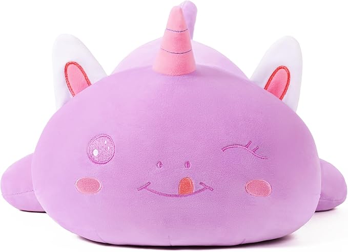 Unicorn Plush Pillow Cute and Soft Unicorn Cat Stuffed Animal Kawaii Plushie Toy Hugging Pillow Great Gift for Kids and Adult, 12",Purple