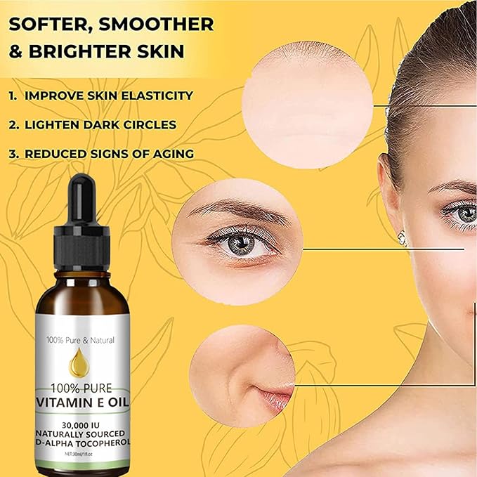 Vitamin E Oil for Face, 100% Pure Vitamin E Oil, Organic Vitamin E Facial Oils for Face Anti Aging Reduse Fine Line Wrinkle, Vitamin E Face Oil Moisturizer for Skin Hair Lip, Repair Skin