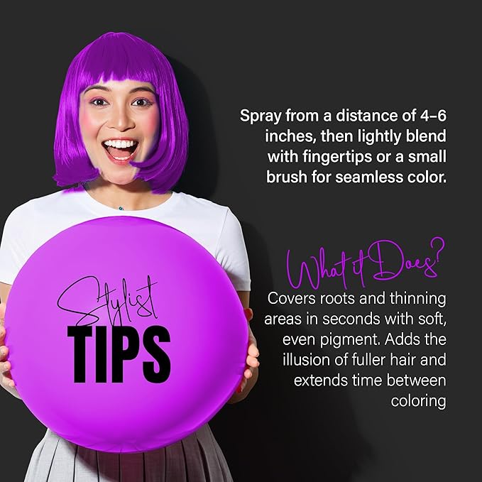 Herbishh Koloret Pastel Lavender Hair Tint Spray (69g), Washable Temporary Dye Mist for Light & Dark Hair, Quick-Dry, Non-Sticky, Travel-Friendly Root Touch Up Spray for Women