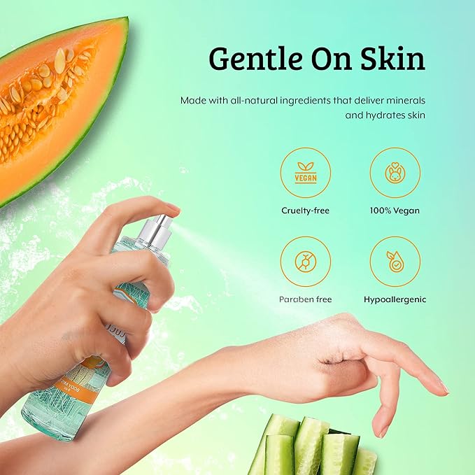 Home Spa Gift 10oz Deep Moisturizing Fragrance Body Lotion & 8 oz. Fine Fragrance Body Mist Set Luxury Self-Care Combo for Women and Girls (Cucumber Melon)