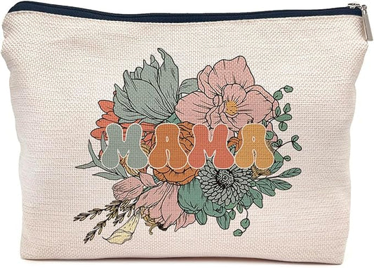IWXYI Mama Mom Makeup Bags With Zipper - Travel Toiletry Gifts For Women
