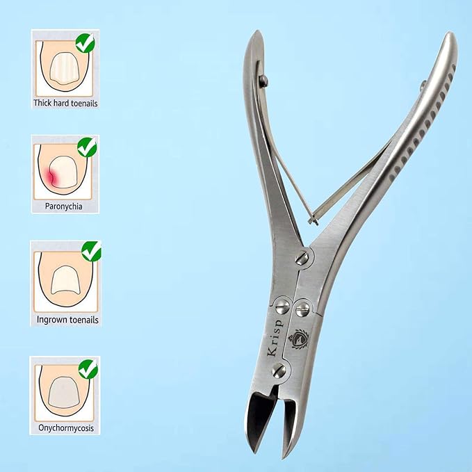 Toenail Clippers for Thick Ingrown Toenails - Professional Nail Cutter Nail Trimmer Podiatry Fingernail Clipper for Men Women Seniors Elderly Podiatrist Heavy Duty Stainless Steel Tool by Krisp Beauty