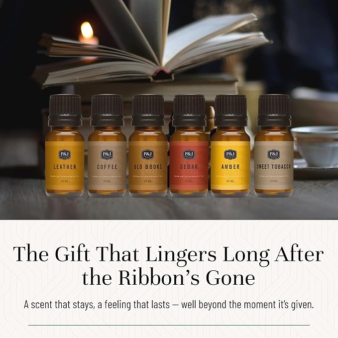 P&J Trading Fragrance Oil The Study Set | Leather, Coffee, Old Books, Cedar, Amber, Sweet Tobacco Candle Scents for Candle Making, Freshie, Soap Making Supplies, Diffuser Oil Scents