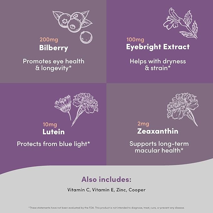 Provision - Eye Vitamins - Eye Health Supplements - with Bilberry, Eyebright, Lutein, Zeaxanthin & More Vitamins - Vegan, Non GMO, Dairy Free, Soy Free, Gluten Free - 60 Capsules