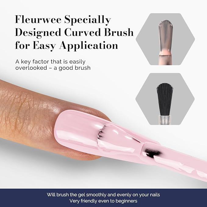 MelodySusie Fleurwee Plant Based Gel Nail Polish, 2 Pcs Hema Free Gel Polish, Light Pink and White Nail Polish 21 Non Toxic Long Lasting Nail Art Salon DIY Manicure at Home Gift for Women