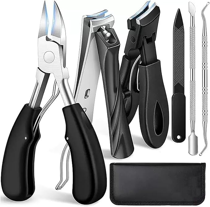 Toenail Clippers for Thick Toenails for Seniors Angled Head Large Toe Nail Clippers Set for Men Heavy Duty Ingrown Toenail Clippers with Long Handle Slanted Nail Cutter Wide Jaw