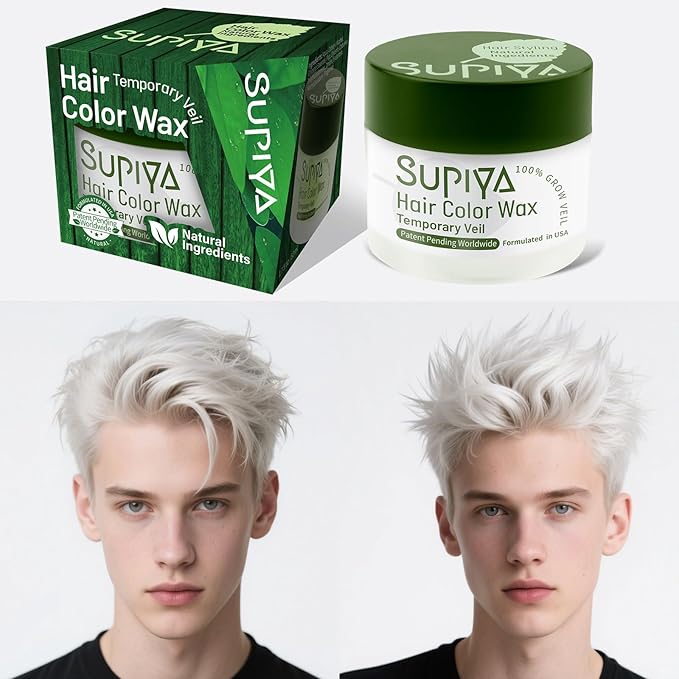 Temporary Hair Styling Color Wax, Green Blue Purple Red Hair Dye Color Wax Washable Natural Instant Hair Coloring Cream for DIY Hairstyle for Kids Men Women(White#89)