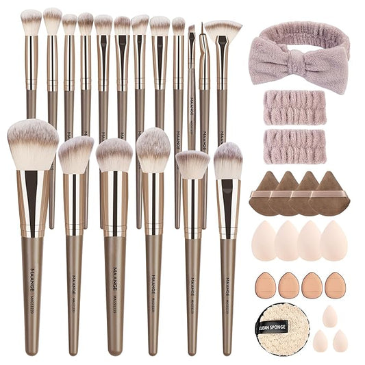 MAANGE Makeup Brush Set 38 Pcs Premium Synthetic Makeup Brushes For Foundation Powder Concealers Blush Eye shadows Make up Brushes Kits - Champagne